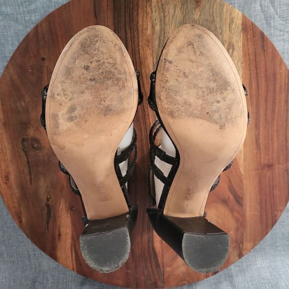 SAM EDELMAN Yordana Sandal Block Heel Braided Ankle Strap Black Women’s Size 9M - Picture 15 of 16